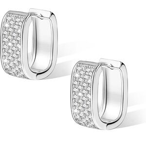 925 Sterling Silver Earrings for Women Small Chunky Silver Earrings